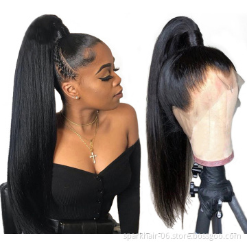 SPARK 8A 9A10A Grade 150% 180% 250% Virgin Cuticle Aligned Hair Brazilian Straight Pre Plucked Human Hair Lace Front Wig